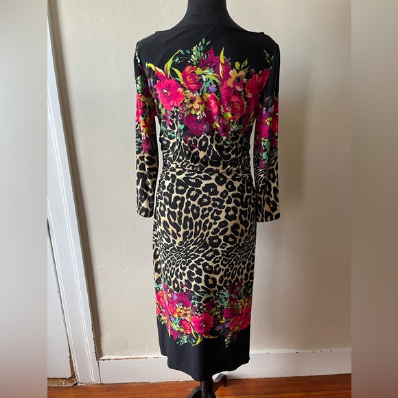 Boston Proper floral/animal print dress, ruched elastic waist, side zip, size 10 - Picture 5 of 6